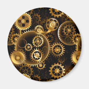 Seamless Steampunk Brass Gears Magnet