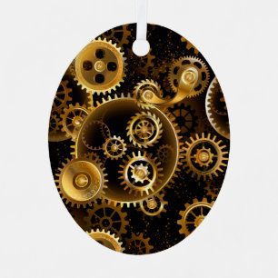 Seamless Steampunk Brass Gears Metal Tree Decoration