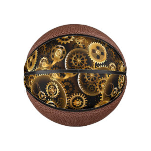 Seamless Steampunk Brass Gears Mini Basketball
