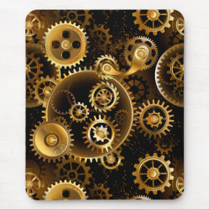 Seamless Steampunk Brass Gears Mouse Mat