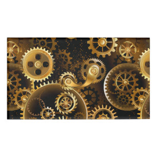 Seamless Steampunk Brass Gears Name Tag