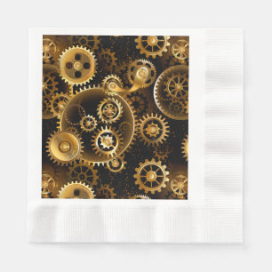 Seamless Steampunk Brass Gears Napkin