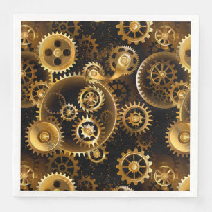 Seamless Steampunk Brass Gears Napkin