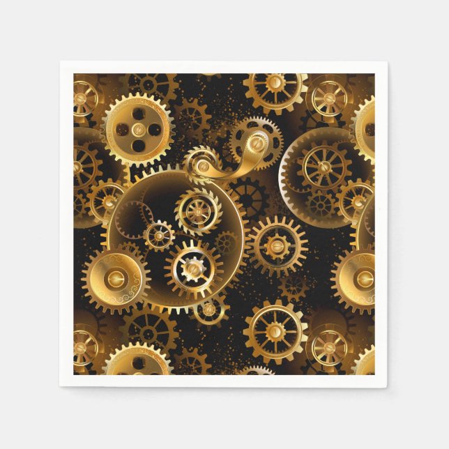 Seamless Steampunk Brass Gears Napkin (Front)