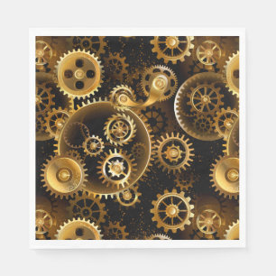 Seamless Steampunk Brass Gears Napkin