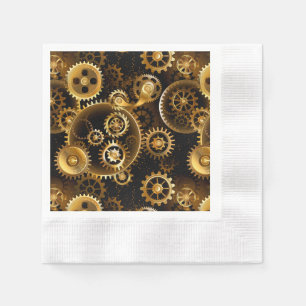 Seamless Steampunk Brass Gears Napkin