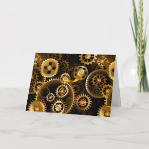 Seamless Steampunk Brass Gears Note Card
