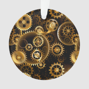 Seamless Steampunk Brass Gears Ornament