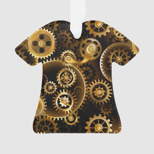 Seamless Steampunk Brass Gears Ornament (Front)