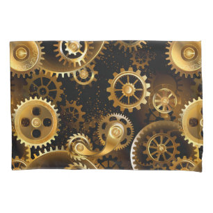 Seamless Steampunk Brass Gears Pillowcase