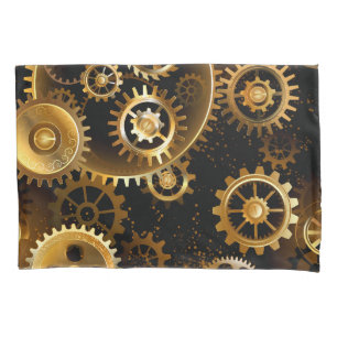 Seamless Steampunk Brass Gears Pillowcase