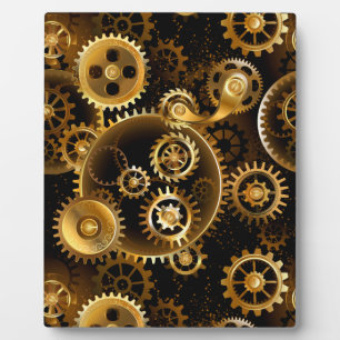 Seamless Steampunk Brass Gears Plaque