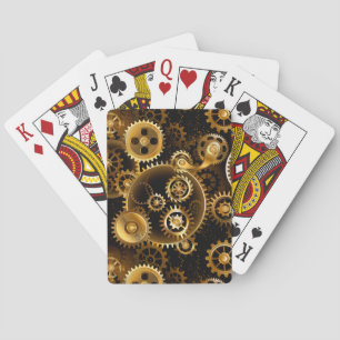 Seamless Steampunk Brass Gears Playing Cards