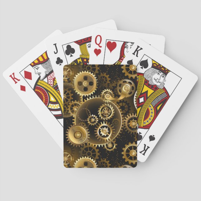 Seamless Steampunk Brass Gears Playing Cards (Back)