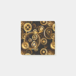 Seamless Steampunk Brass Gears Post-it Notes