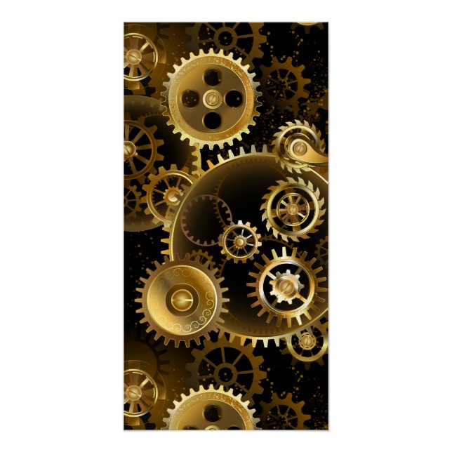 Seamless Steampunk Brass Gears Poster (Front)