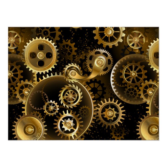 Seamless Steampunk Brass Gears Poster (Front)