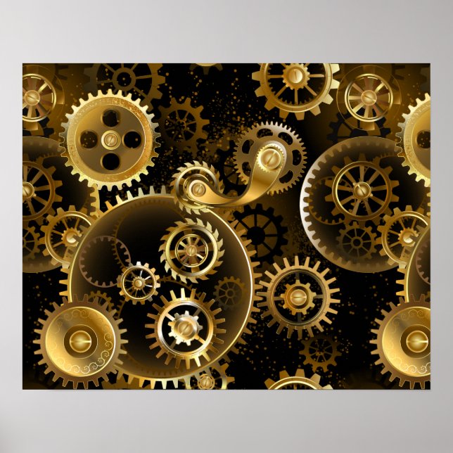 Seamless Steampunk Brass Gears Poster (Front)