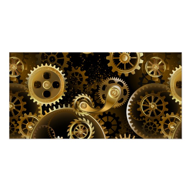 Seamless Steampunk Brass Gears Poster (Front)