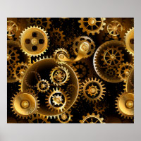 Seamless Steampunk Brass Gears