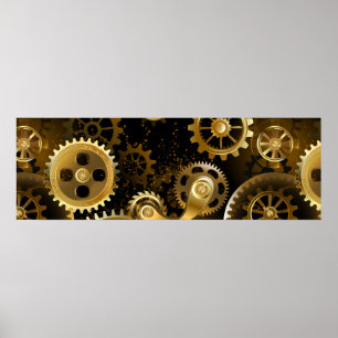 Seamless Steampunk Brass Gears Poster