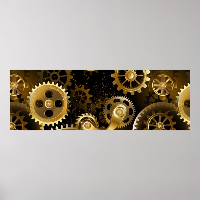 Seamless Steampunk Brass Gears Poster (Front)
