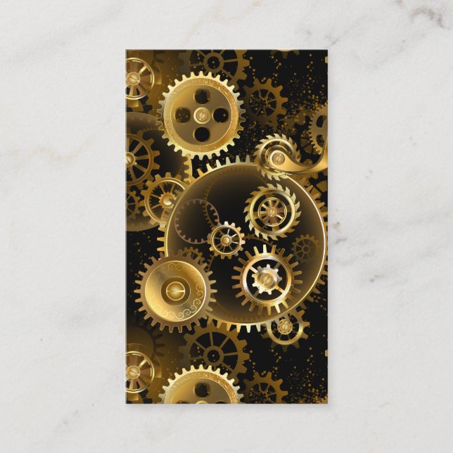 Seamless Steampunk Brass Gears Referral Card (Front)