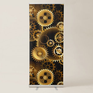 Seamless Steampunk Brass Gears Retractable Banner