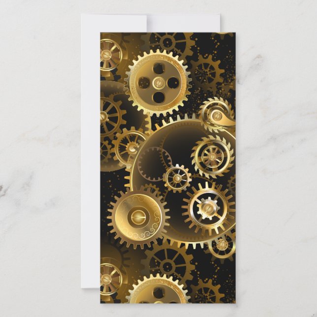 Seamless Steampunk Brass Gears Save The Date (Front)