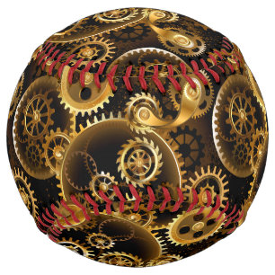 Seamless Steampunk Brass Gears Softball