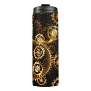 Seamless Steampunk Brass Gears Thermal Tumbler