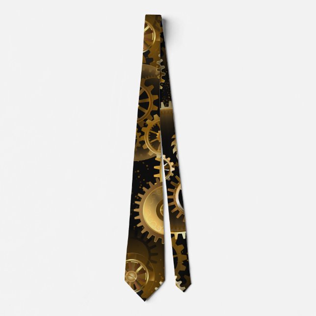 Seamless Steampunk Brass Gears Tie (Front)