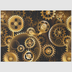 Seamless Steampunk Brass Gears Tissue Paper