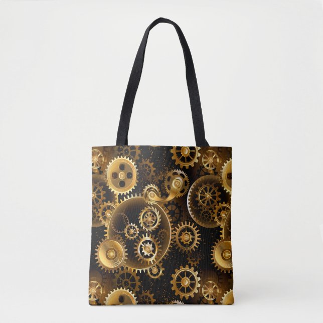 Seamless Steampunk Brass Gears Tote Bag (Front)