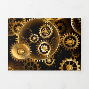Seamless Steampunk Brass Gears Tri-Fold Programme