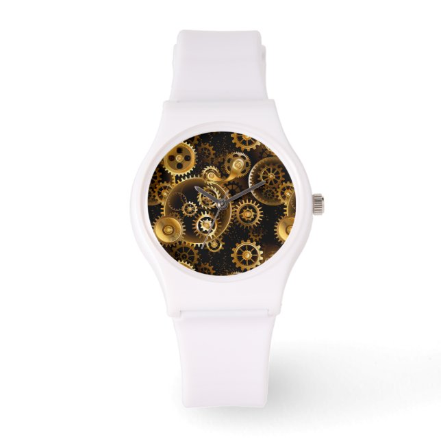 Seamless Steampunk Brass Gears Watch (Front)