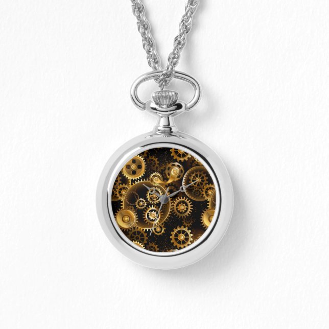 Seamless Steampunk Brass Gears Watch (Front)