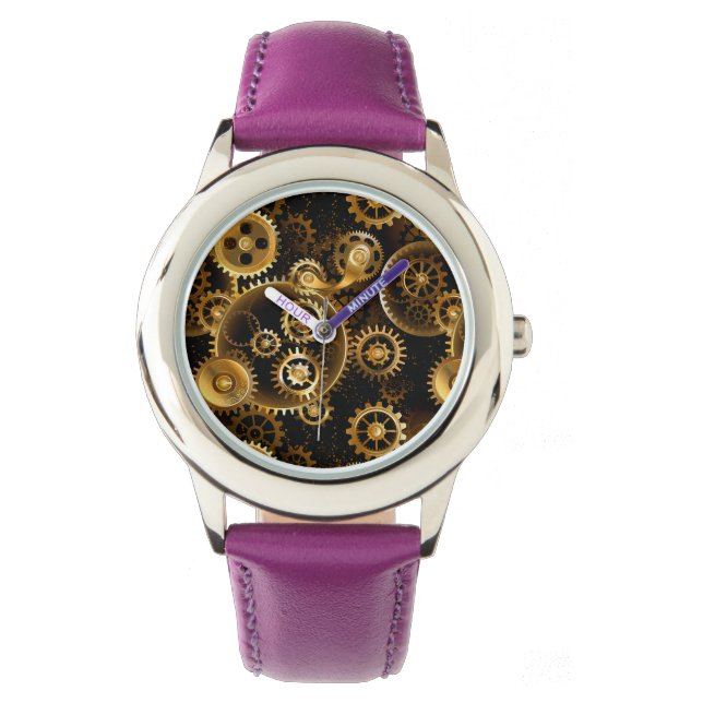 Seamless Steampunk Brass Gears Watch (Front)
