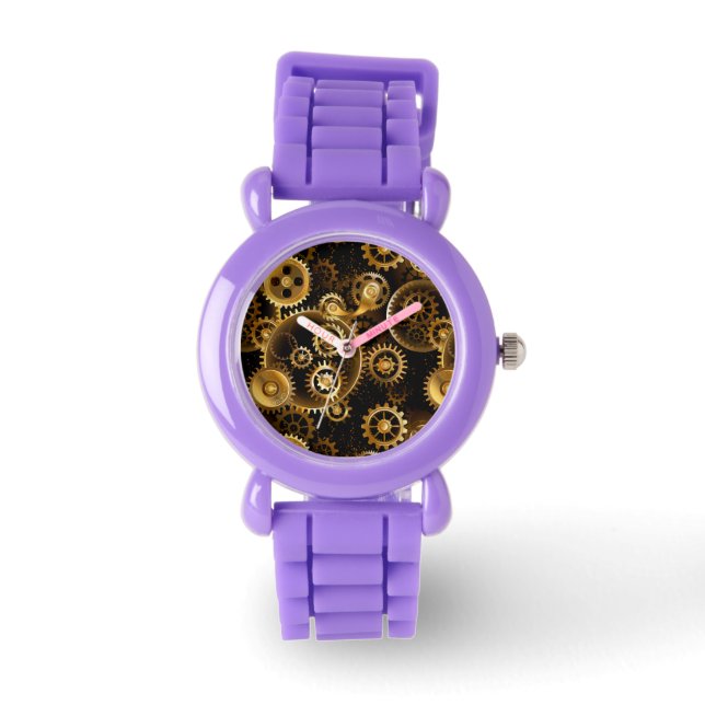Seamless Steampunk Brass Gears Watch (Front)