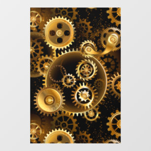 Seamless Steampunk Brass Gears Window Cling