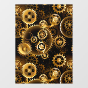 Seamless Steampunk Brass Gears Window Cling