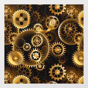Seamless Steampunk Brass Gears Window Cling