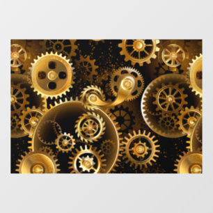 Seamless Steampunk Brass Gears Window Cling