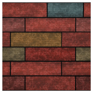 Seamless stone bricks brown orange green colours a fabric