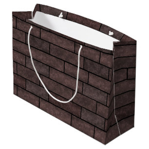 Seamless stone bricks loft brown grey colours large gift bag