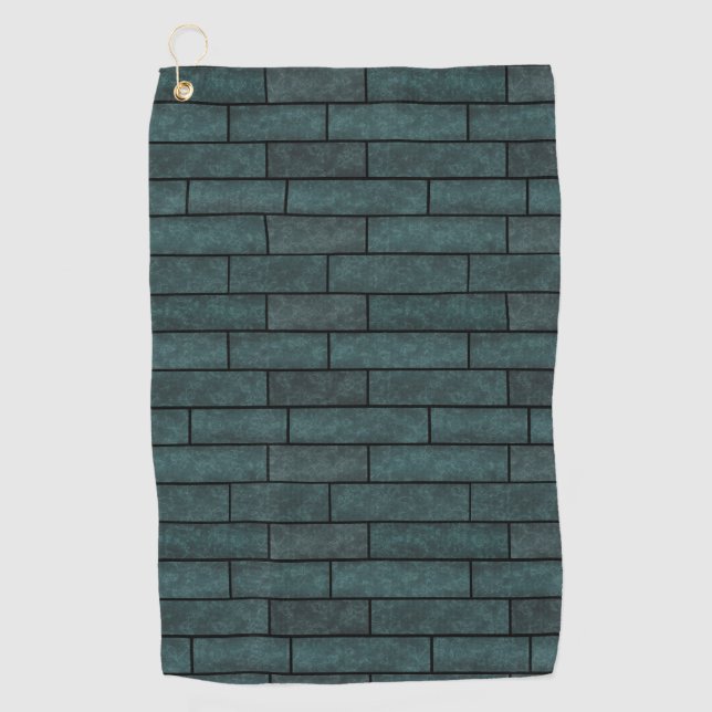 Seamless stone bricks wall green colours loft patt golf towel (Front)
