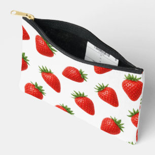 Seamless Strawberry Pattern Cute Red Fruit Accessory Pouch
