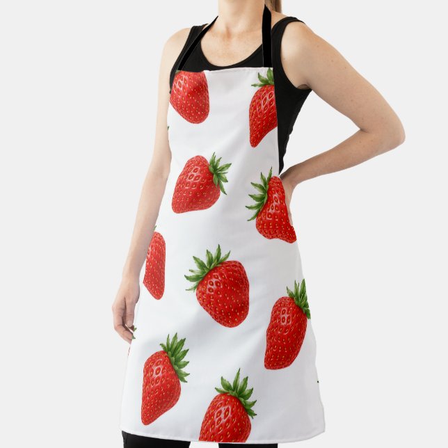Seamless Strawberry Pattern Cute Red Fruit  Apron (Insitu)