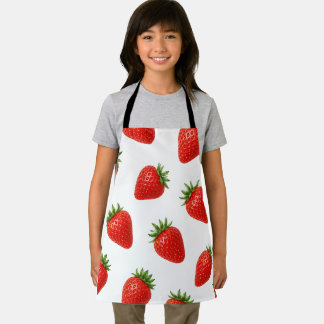Seamless Strawberry Pattern Cute Red Fruit Apron