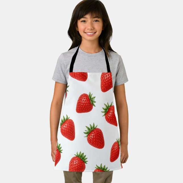 Seamless Strawberry Pattern Cute Red Fruit  Apron (Insitu)